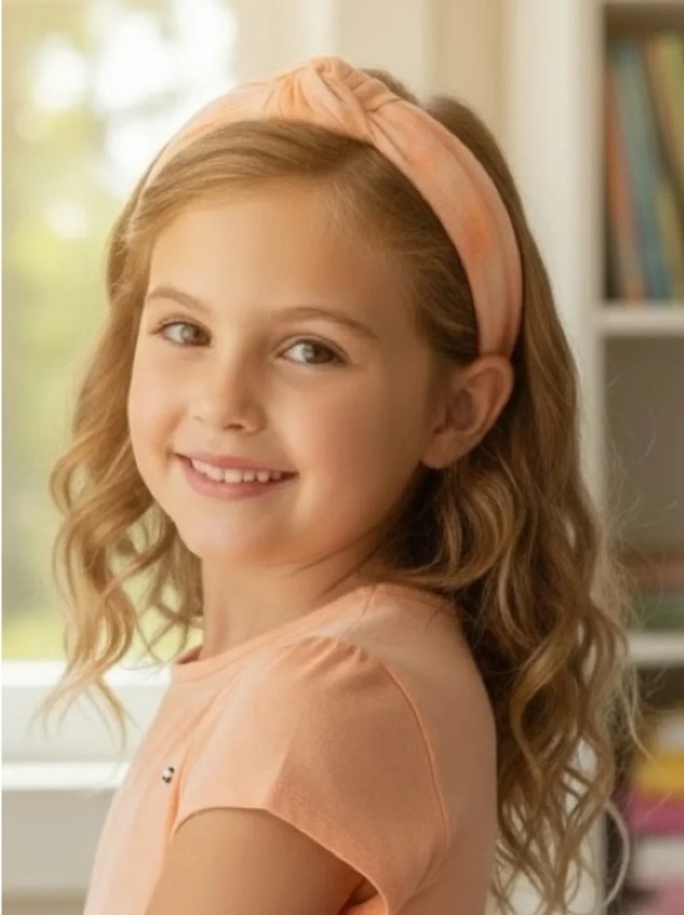 Handmade Girls Tie Dye Top Knot Headband Orange Pink Pastel Summer Hair Access